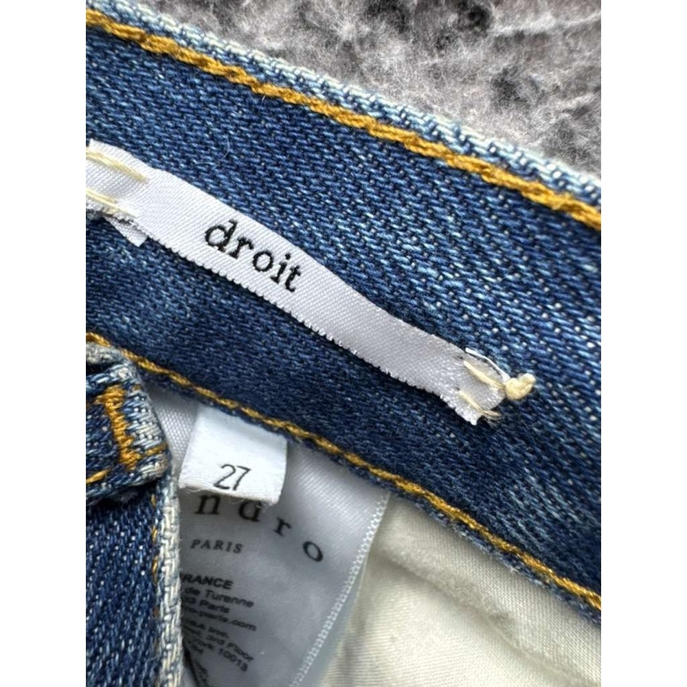 Sandro Paris Droit Slim Fit‎ Low Rise Distressed Denim Jeans Blue Size 27 - Picture 9 of 16